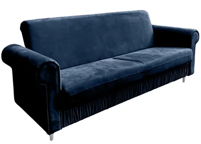 Produktbild von Ares Meble Sofa 3-Sitzer KAREN - Samt Sofa Mit Schlaffunktion, Schlafcouch mit Bettkasten, Relaxsofa Sofa 244x85 cm - Beine Weiß - Dunkelblau
