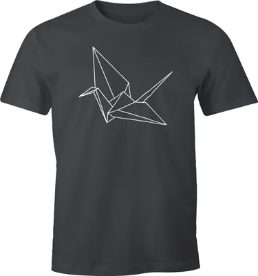 Produktbild von Herren T-Shirt Origami Kranich Crane Vogel Bird Geometrisch Moonworks® dunkelgrau S
