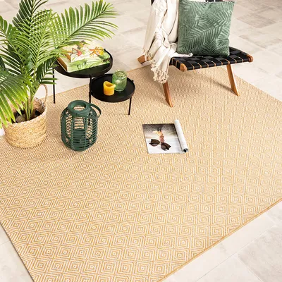 Produktbild von In- & Outdoor Teppich - Summer Tile Gelb - 160x230cm - Modern, Retro - Balkon, Garten / Terrasse -  FRAAI | Home & Living