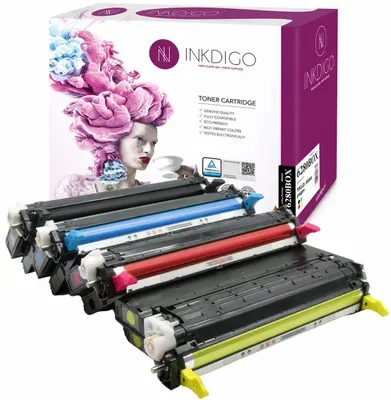 Produktbild von Inkdigo Tonerset 106R01392-106R01395 für Xerox Phaser 6280, 6280DN, 6280DNM, 6280N – CMYK,, KI-generiertes Bild