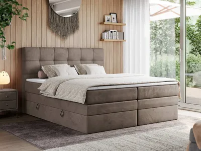 Produktbild von Boxspringbett, Polsterbett, Bett, Schlafzimmer - ERNI-KING - 200 x 200 cm - Braun - H4