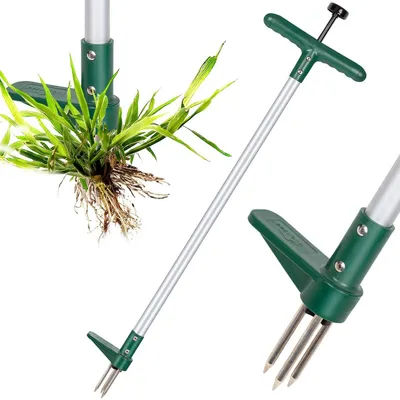 Immagine prodotto di Estirpatore di erbacce - Erbacce in piedi - Acciaio inossidabile - 3 denti - Manico 99 cm - Per giardino e prato