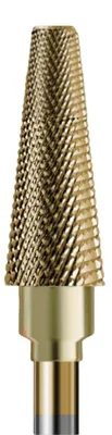 Immagine prodotto di Lima in carburo di tungsteno: ideale per unghie in gel, smalto ibrido e pedicure con rivestimento dorato. Cono delicato