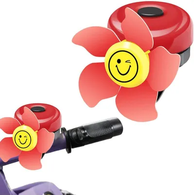 Produktbild von Fahrradklingel Kinder, rosa Smiley, Windrad, für Kinderfahrräder