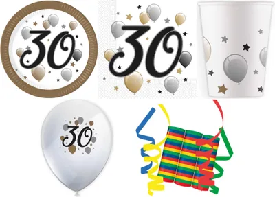 Produktbild von 112-tlg. Set Geburtstag Party Feier Fete Deko Motto Happy Birthday 30 Meilenstein