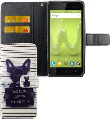 Produktbild von Handyhülle Tasche für Handy Wiko Sunny 2 Plus Böser Hund Weiß