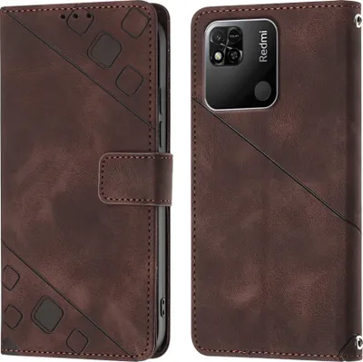 Produktbild von Hülle für Xiaomi Redmi 10A Prägung Flip Leder Brieftasche Schutzhülle mit Ständer Braun