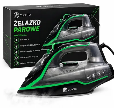 Zdjęcie produktu dla Żelazko parowe 3000 W - Płyta ceramiczna, system zapobiegający kapanie - Pionowy strumień pary, zbiornik na wodę 380 ml