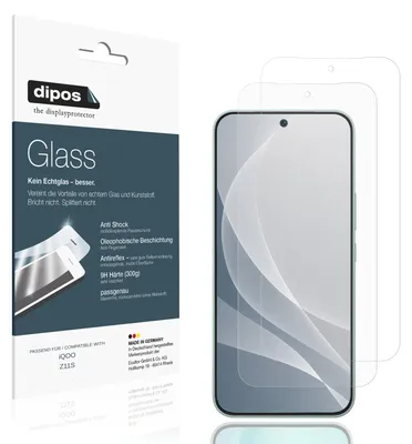 Obrázek produktu pro 2x ochranná fólie pro iQOO Z11S, matná povrchová úprava - nárazuvzdorná fólie 9H, materiál: sklo (dipos Glass), plast