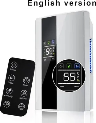 Image de Déshumidificateur et purificateur d'air - 2 en 1 - Fonctionnement silencieux - Télécommande - Minuterie - Prise UE - CE - Marron