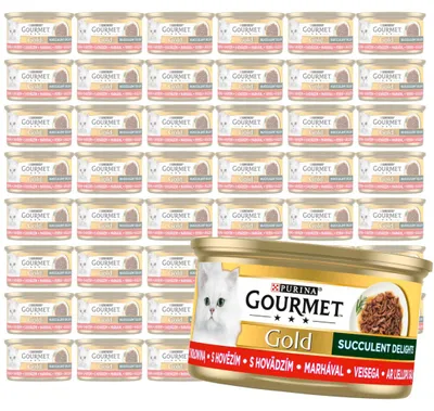 Produktbild von Purina Gourmet Gold mit Rindfleisch 48 x 85 g Saftige Genüsse Nassfutter für Katzen