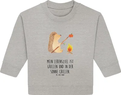 Produktbild von Mr. & Mrs. Panda Organic Baby Pullover Igel Grillen 6. - 12. Monat - Heather Grey - Geschenk, Arbeitslos, Lustige Sprüche, Ziele, Spruch, Bullover, Motivation
