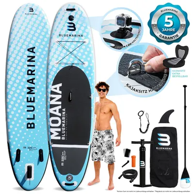 Produktbild von Stand Up Paddle Board Moana | SUP Board - inkl. Paddel, Pumpe & Rucksack - Standup Surfbrett aufblasbar - Kajak - Paddling Board - 325x85x15 cm