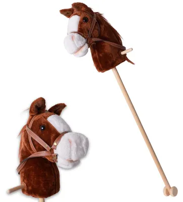 Produktbild von Steckenpferd Reittier Stockpferd Laufpferd Pferdekopf Braun Rollen Holz 96cm
