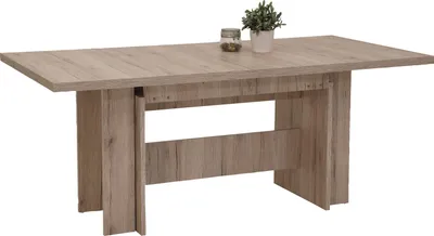 Image de Table de coulisse Lia II -Reproduction chêne sable - piétement à joues - extensible - dimension 160-320x90cm
