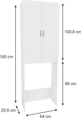 Zdjęcie produktu dla Szafka na pralkę Vicco Martha Biały 64 x 190 cm z 2 długimi drzwiami, Model 40273