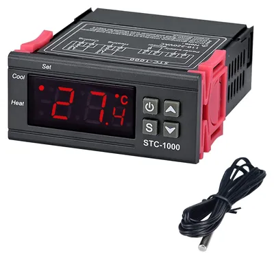 Immagine prodotto di COVVY STC-1000, termostato digitale per temperatura, scala Celsius, 110–220 V, per riscaldamento e raffreddamento, con sonda NTC da 91,4 cm