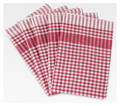 Produktbild von Geschirrtücher 5er Set aus 100% Baumwolle - Kariertes Geschirrhandtuch (50x70 cm) - Waschbar bei 60°C (Rot)