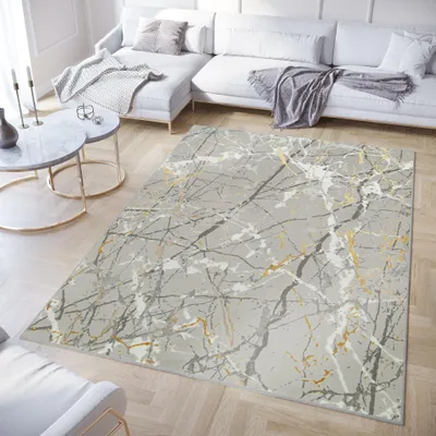 Image de Tapis Crystal Moderne Gris clair Or Gris Salon 250 x 350 cm