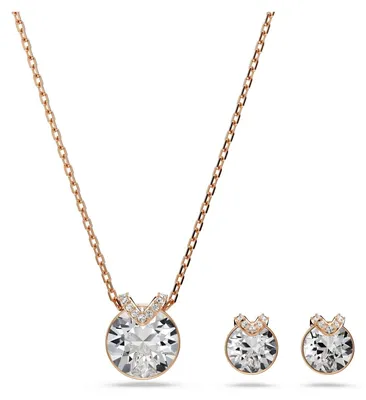 Produktbild von Swarovski Bella V Set, Weißes und Rosé-vergoldetes Set aus Halskette und Ohrring