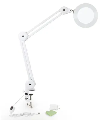 Productafbeelding van addhome LED-loepverlichting met tafelklem, 5x vergroting, 3000-6500K, dimbaar