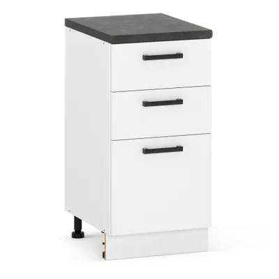 Produktbild von ULWEHOME | Schubladenschrank 40 cm Weiß matt, Küchenunterschrank mit 3 Schubladen, Küchenschrank stehend ohne Arbeitsplatte