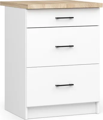 Produktbild von Akord Küchenschrank Oliwia 3 Schubladen Weiß 60X46X85 Cm