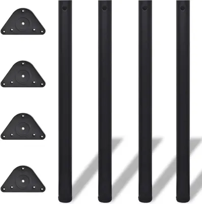 Productafbeelding van AIORBER 4 x tafelpoten, 6 x 87 cm, verstelbare schroefvoeten, eenvoudig te monteren, ijzer, steunvoet, tafelvoet, geschikt voor bar, eettafel, bureau, zwart