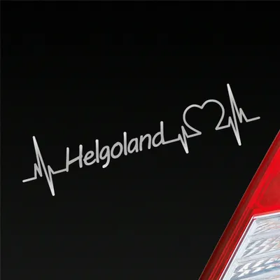 Produktbild von Auto Aufkleber Helgoland Herz Puls Insel Island Nordsee Liebe Love 19x5 cm Silber Sticker Heckscheibenaufkleber