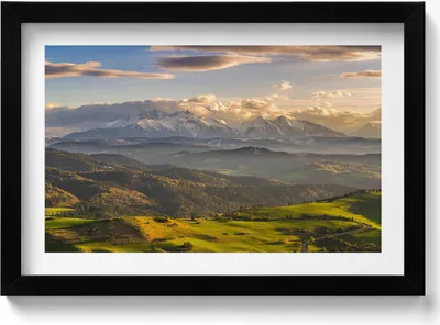 Produktbild von Pieniny-Hochgipfel– Wandbild mit Rahmen – Gerahmtes Bild  – Wanddekoration – 30x20 cm –  Schwarz Rahmen