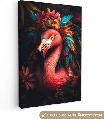 Obrázok produktu pre Obrazy na plátne 20x30 cm - Zvieratá, kvety - Plameniak, Obrazy Obývacia izba Moderné, nástenné dekorácie