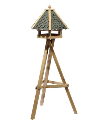 Produktbild von Dehner Natura Wildvogel-Futterhaus Achensee, inkl. Ständer Ellmau, 148 x 68 x 62 cm, Holz / Bitumen, hellbraun / grün