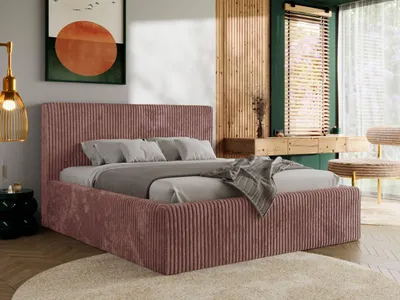 Produktbild von MKS MEBLE Polsterbett mit Bettkasten TILIANO CLASSIC Doppelbett mit Kopfteil 160x200 Lattenrost Gasfeder Rosa Cord