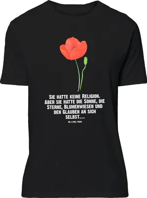 Produktbild von Mr. & Mrs. Panda Tshirt Blume Mohnblume - Schwarz - Geschenk, Räubertochter, Oversize T-Shirt, Mohn, Religion, Shirt, Motivation, Respekt, mit Spruch, Garten
