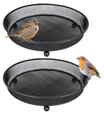 Image de Distributeur de nourriture pour oiseaux, diamètre 22 cm, métal noir, lot de 2