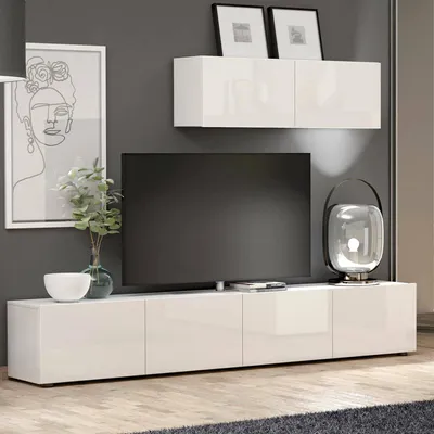 Produktbild von Dmora TV-Schrank Randfontein 225x38x39h cm Weiß, ein Regal