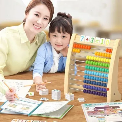 Produktbild von Holzabakus für Mathematik und Vorschulkinder – pädagogisches Lernspielzeug zum Zählen mit 10 Reihen