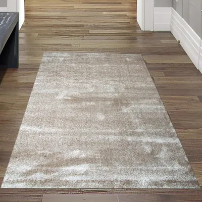 Image de Tapis de salon moderne design uni beige Taille - 80 x 150 cm