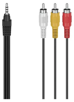 Produktbild von Hama 00305016, 3.5mm, Mnnlich, 3 x RCA, Mnnlich, 1,5 m, Schwarz