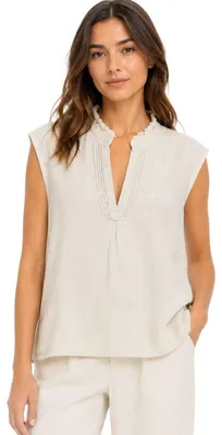 Produktbild von Damen Leinen-Bluse ärmellos Stefanel beige XS