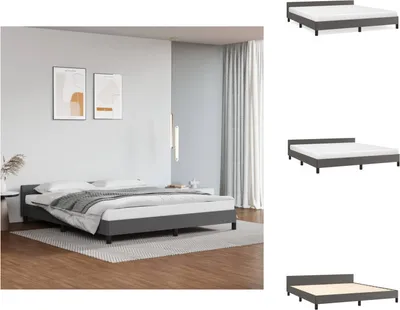 Produktbild von vidaXL Bettgestell mit Kopfteil Grau 180x200 cm Kunstleder - Betten & Bettgestelle