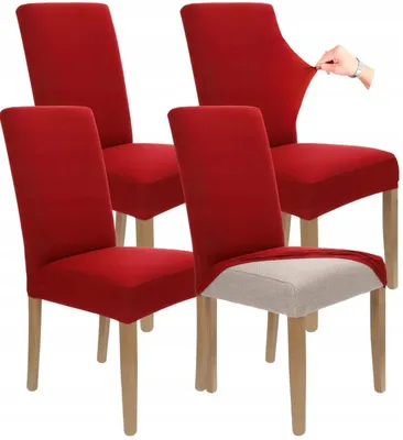 Produktbild von Stuhlhusse 4er Pack - Rot - Universal - Stretch - Bezug für Stühle - Elasthan