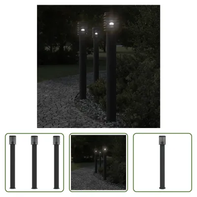 Immagine prodotto di The Living Store Luci da sentiero 3 pezzi nero 110 cm acciaio inox