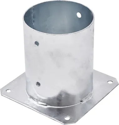 Produktbild von TRIBECCO® Aufschraubhülse für Rundholzpfosten Feuerverzinkt (Ø 120 mm) Pfostenträger Bodenhülse Rund Zaunträger Hülse Bodenplatte Anker