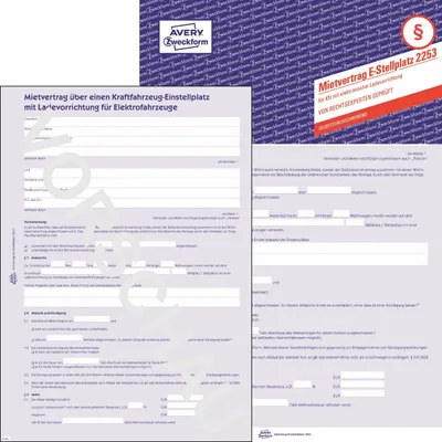 Zdjęcie produktu dla Avery Zweckform® 2253 Umowa najmu – miejsce parkingowe dla samochodów elektrycznych, format A4, samokopiujący