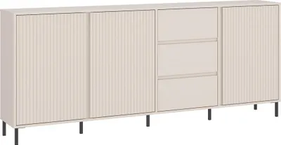 Produktbild von Wohnzimmer Sideboard mit 212 cm Breite in Kaschmir mit Rillen Fronten, 3 Türen, 3 Schubladen - AMELIA-129