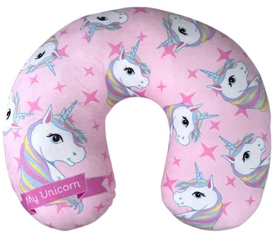 Produktbild von Reisekissen Einhorn -  Kinder Nackenhörnchen - Mädchen Nackenkissen  37x30x10 cm