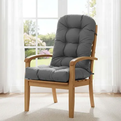 Produktbild von Outdoor-Schaukelstuhlkissen mit Bändern,Hochlehner Auflagen Stuhlkissen Sitzkissen,wasserfest Adirondack Stuhl Ersatzkissen,Lounge-Sitzkissen für Garten und Veranda,Dunkelgrau