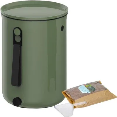 Zdjęcie produktu dla Pojemnik na odpady organiczne o pojemności 9,6 l, wykonany z tworzywa sztucznego pochodzącego z recyklingu, przeznaczony do odpadów kuchennych i kompostowania
