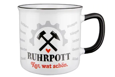 Produktbild von GILDE - 50794 - Kaffeebecher, Tasse, Ruhrpott, Mit Spruch: Ker, wat schön, Keramik, 8,7cm x 13,2cm x 9,7cm, 390ml
